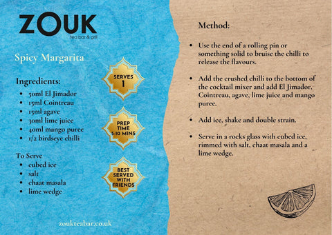 Zouk Spicy Margarita Recipe Card