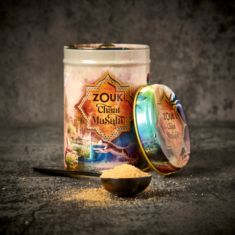 Zouk Chaat Masala 60g tin for tangy Indian street food seasoning