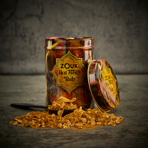 Zouk Hot BBQ Rub 60g tin for chicken, steak, kebabs and vegetables